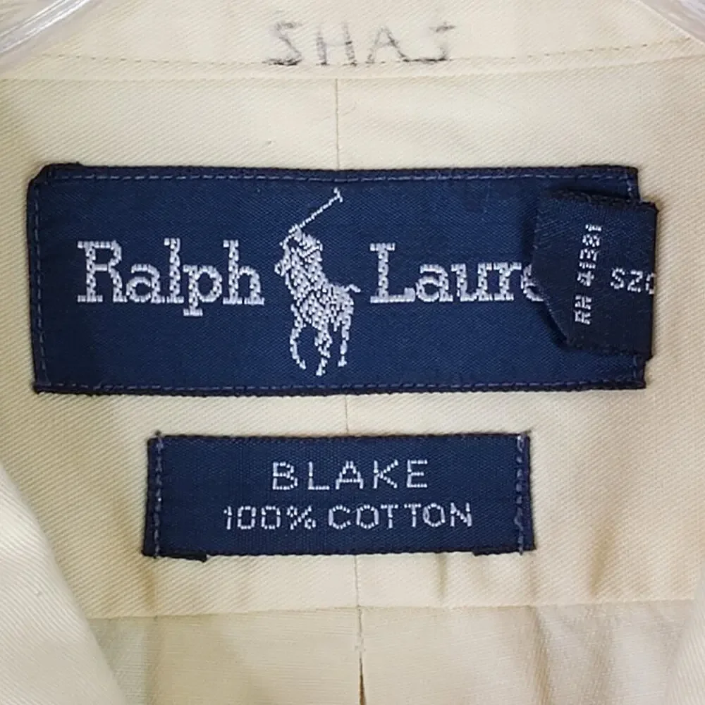 Polo Ralph Lauren Shirt Blake Mens Size XL Button Down Butter Yellow LS Preppy